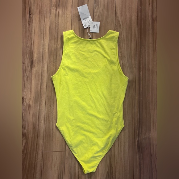 NWT* ZARA Neon Lime Halter Tank Bodysuit - Picture 3 of 3